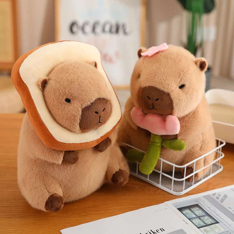 Kawaii Snack Attack: Hamburger Capybara Dog Pig Capibaras Pizza Bubble Tea Cushion Plush Animals - Tophatter Daily Deals