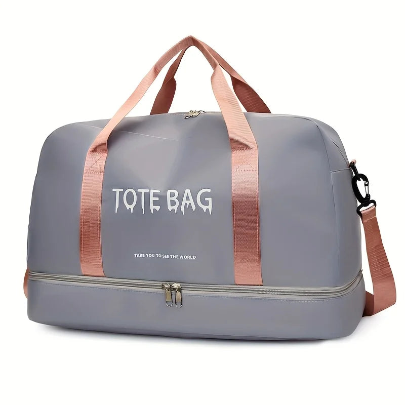 Travel Duffle Bag with Shoe Compartment & Strap (Gray) Luggage & Bags > Duffel Bags - Tophatter Daily Deals
