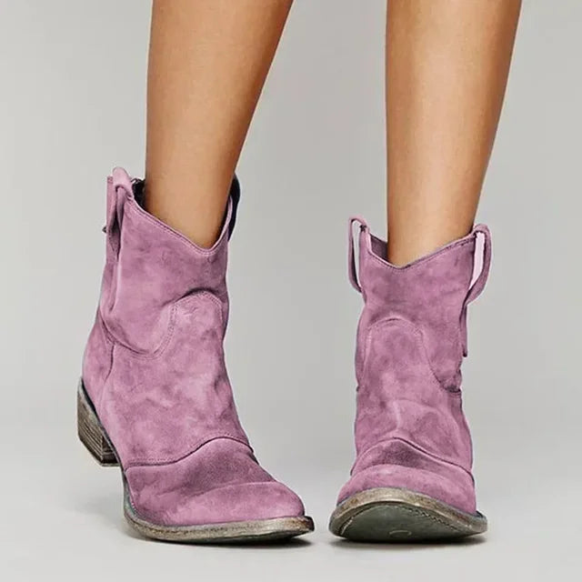 Supportive Women’s Western Ankle Boots – Suede, Everyday Pink - Tophatter Daily Deals