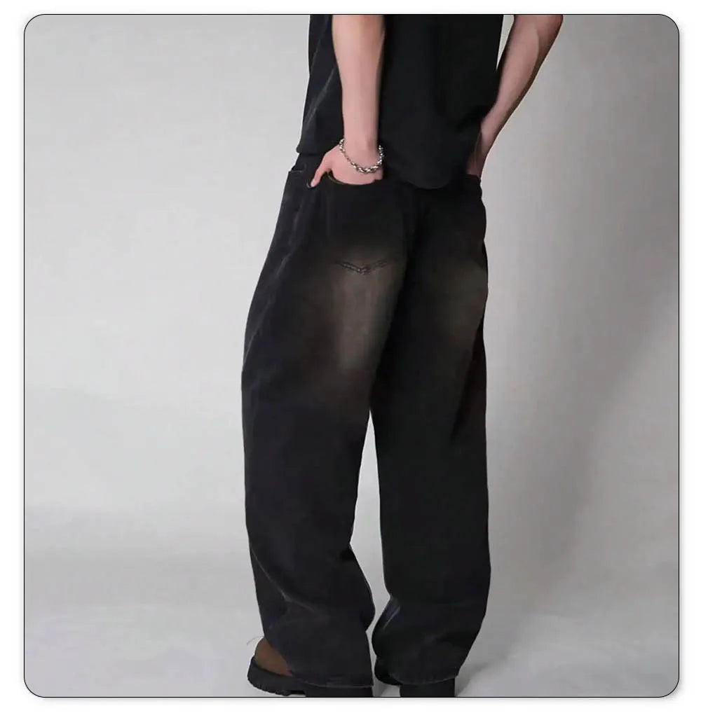 Oversized Men's Wide Leg Jeans - Baggy Straight Cotton Blend - Tophatter Daily Deals