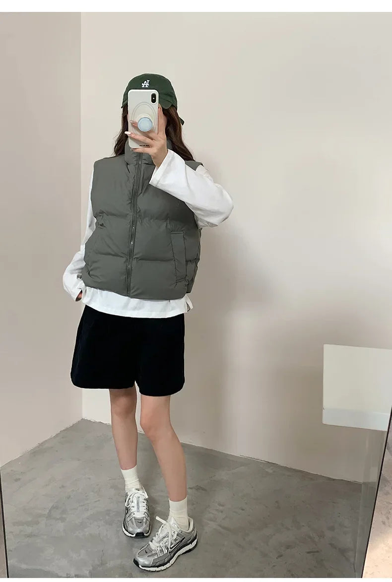 Lightweight Women's Down Vest - Cropped Boxy, Duck Fill - Tophatter Daily Deals