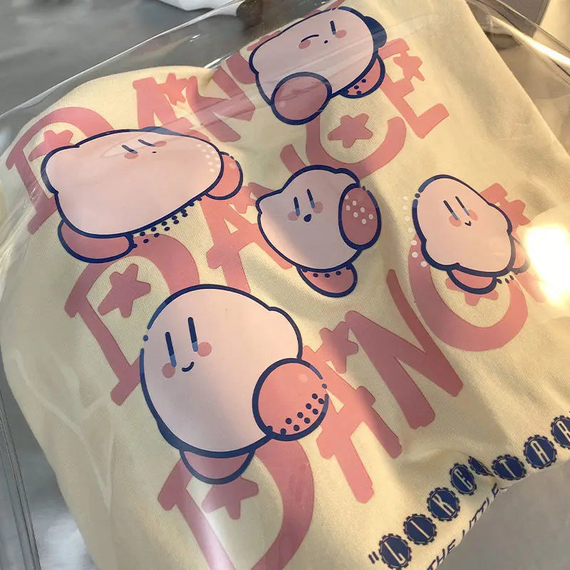 Kawaii Kirby T-shirt Anime Cotton Summer Loose Short-Sleeved Printed Top Anime - Tophatter Daily Deals