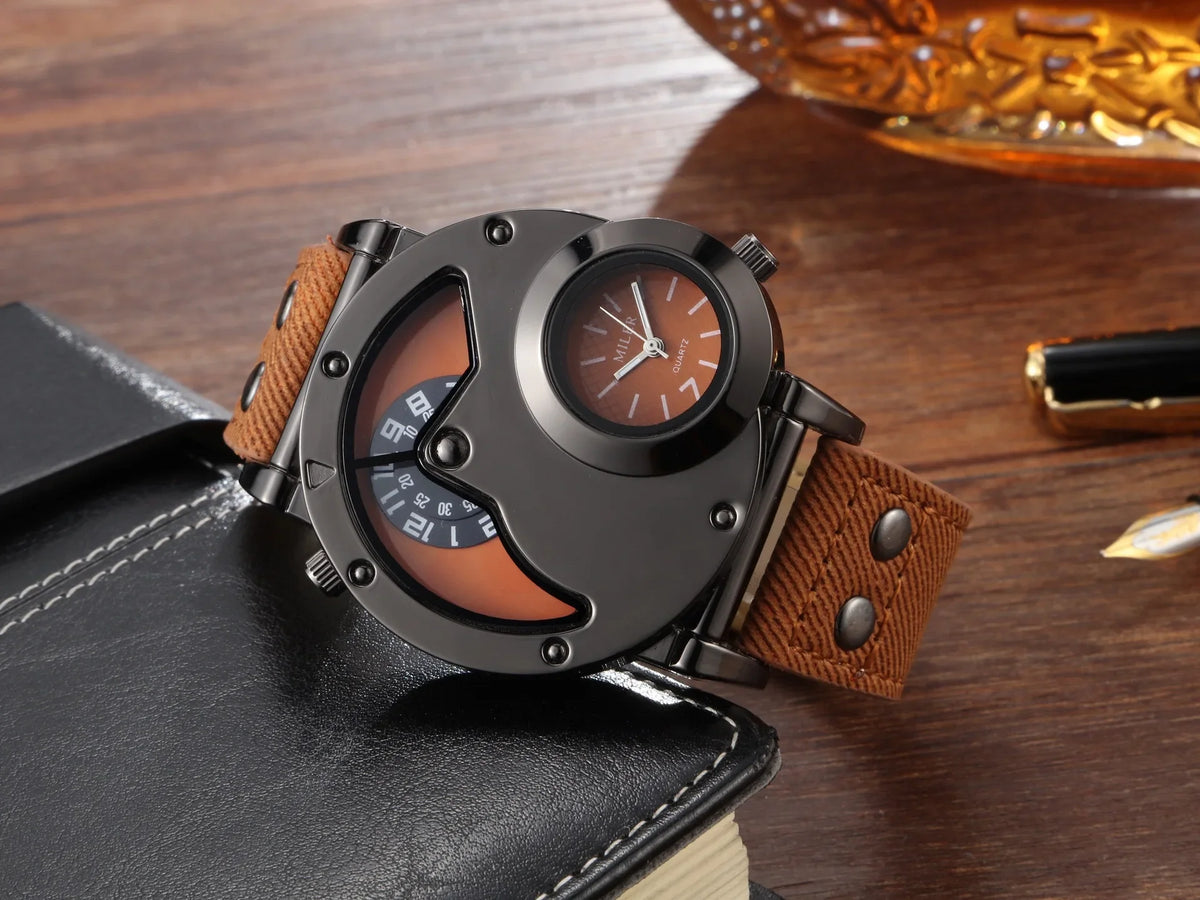 Quartz Sport Watch With Fabric Strap Irregular Alloy Case - Tophatter Daily Deals