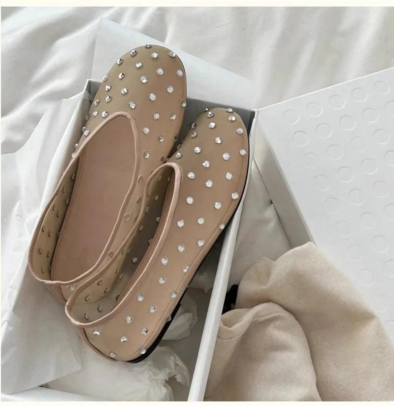 Breathable Women Ballet Flats - Mesh Crystal, Casual Walking - Tophatter Daily Deals