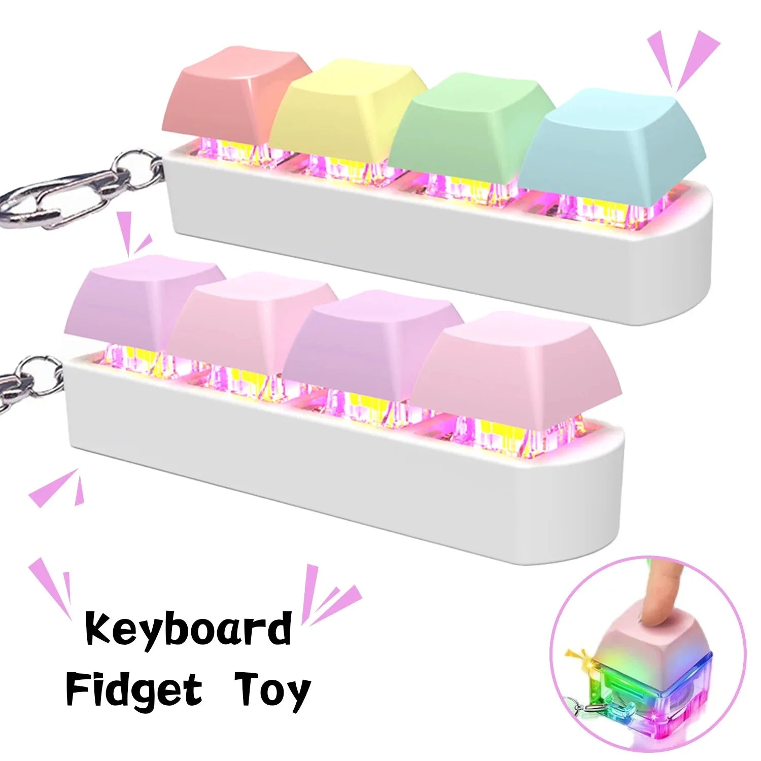 Keyboard Fidget Toy LED Keychain 4 In 1 Stress Relief - Tophatter Daily Deals