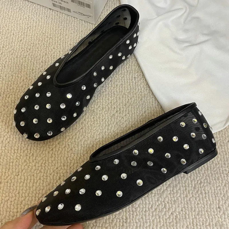 Breathable Women Ballet Flats - Mesh Crystal, Casual Walking - Tophatter Daily Deals