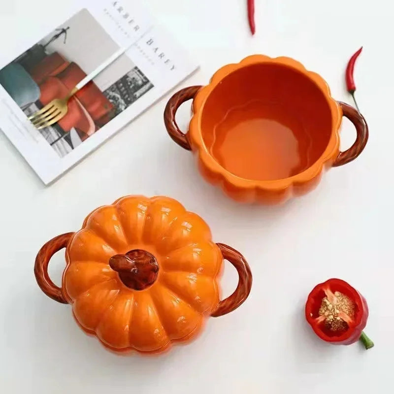 Pumpkin Soup Pot 1.4L Ceramic Bowl With Lid Halloween - Tophatter Daily Deals