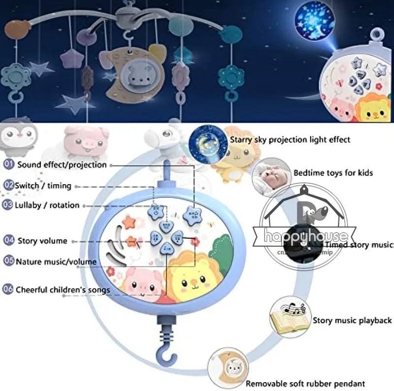 Crib Mobile Remote Music Light Newborn Sensory Toys - Tophatter Daily Deals