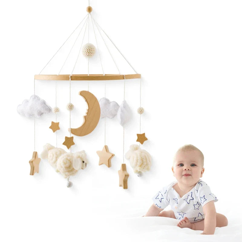 Wooden Felt Animal Crib Mobile With Soothing Calming Music - Tophatter Daily Deals