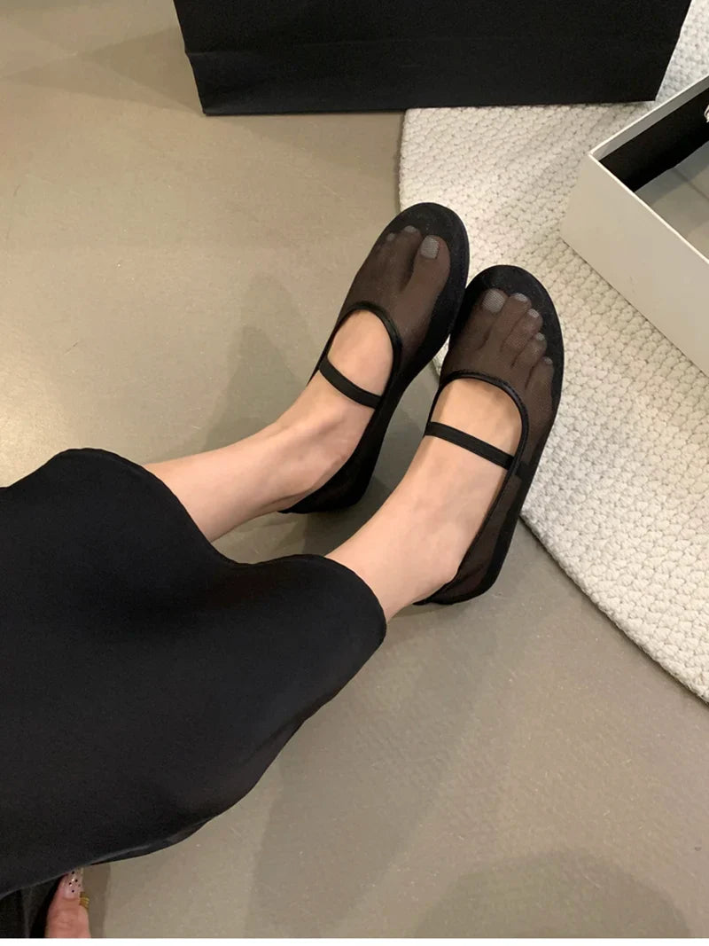 Lightweight Women’s Mary Jane Flats - Shallow Mesh, Casual - Tophatter Daily Deals