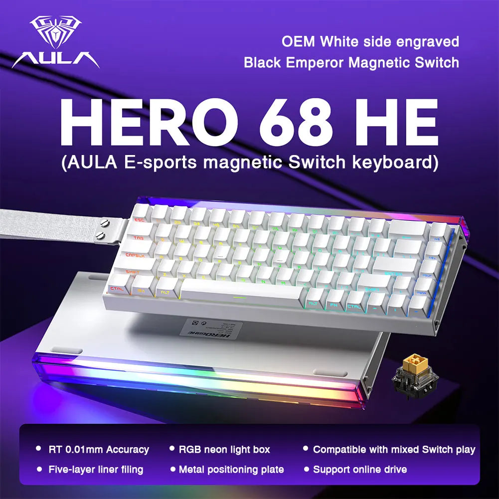 Mechanical Gaming Keyboard 68 Key RGB Compact Esports White side engraved 1 - Tophatter Daily Deals