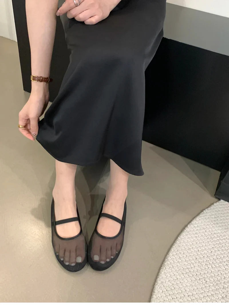 Lightweight Women’s Mary Jane Flats - Shallow Mesh, Casual - Tophatter Daily Deals