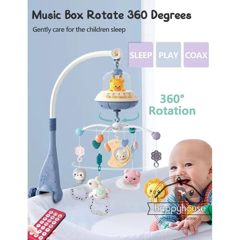 Musical Crib Mobile Newborn Sensory Toys Light Projector - Tophatter Daily Deals
