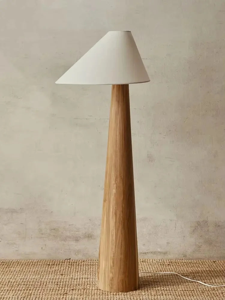 Japandi Conical Oak Floor Lamp Wabi Sabi Retro Lighting Home Decor - Tophatter Daily Deals