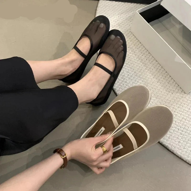 Lightweight Women’s Mary Jane Flats - Shallow Mesh, Casual - Tophatter Daily Deals