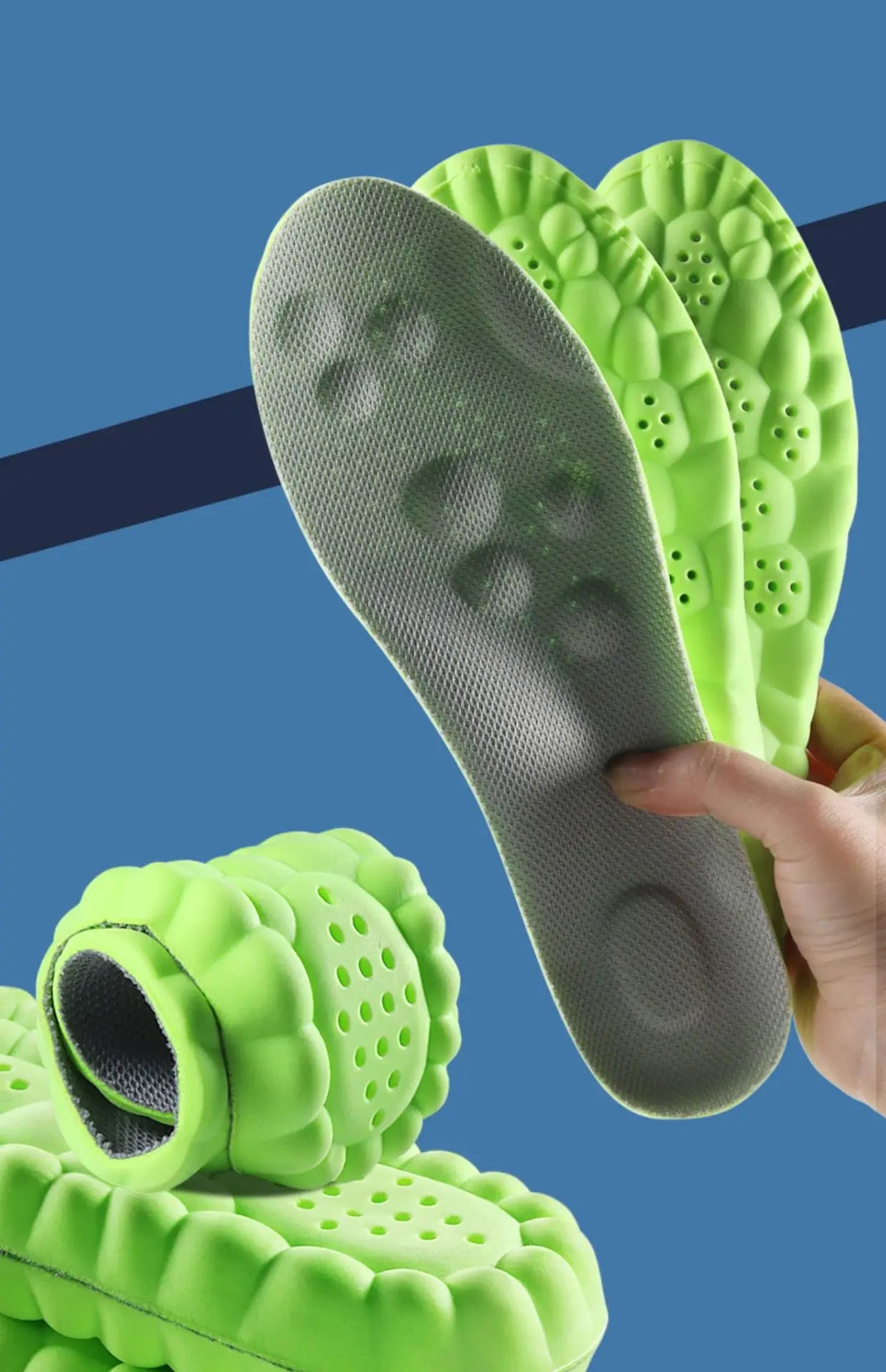 4D Massage Insoles Shock Absorbent Breathable Comfort Plantar Fascia Insole - Tophatter Daily Deals