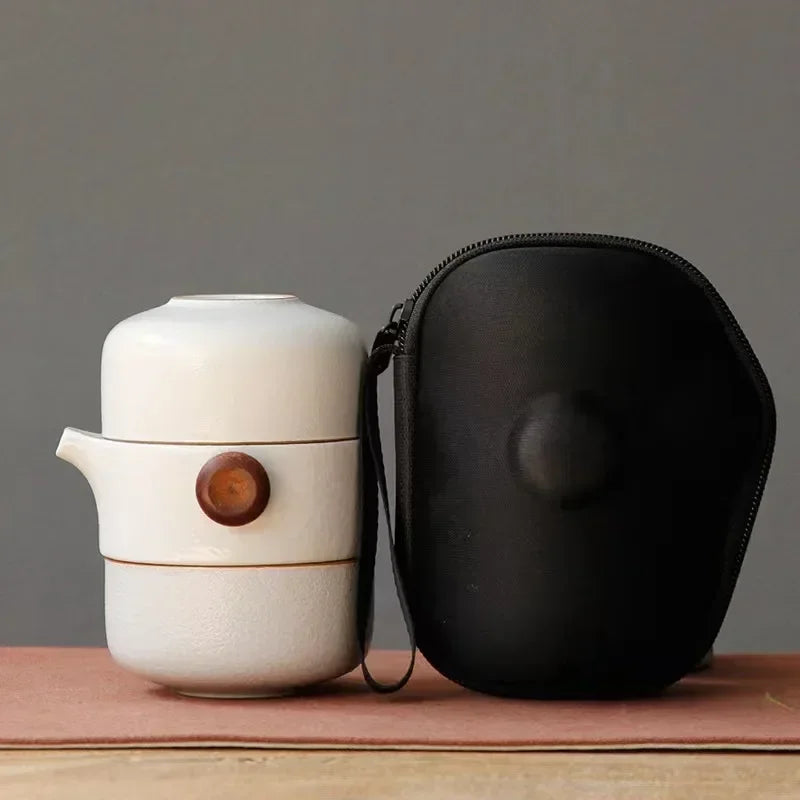 Porcelain Portable Travel Tea Set Kung Fu Teaware Handmade White - Tophatter Daily Deals