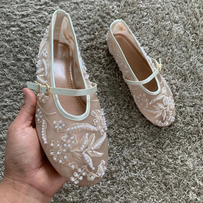 Breathable Women Ballet Flats - Mary Jane Mesh, Embroidered - Tophatter Daily Deals