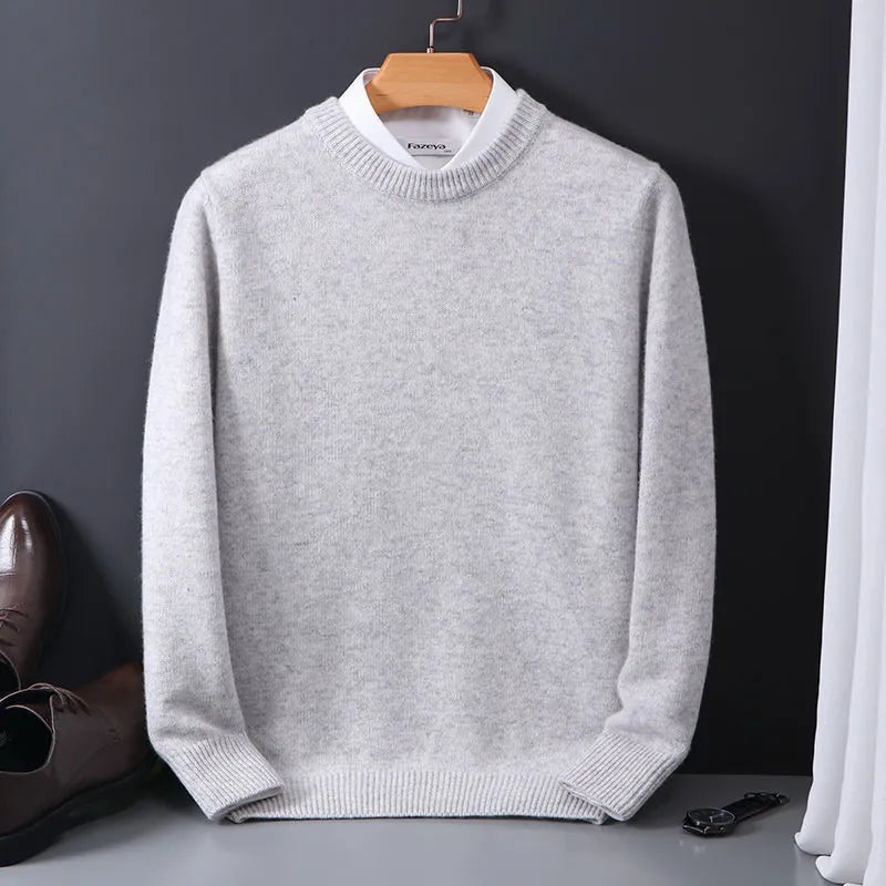 Soft Men's Cashmere Sweater - Crew Neck, Cashmere, Office Gray - Tophatter Daily Deals