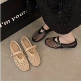 Breathable Women Mesh Ballet Flats - Strappy Round Toe - Tophatter Daily Deals