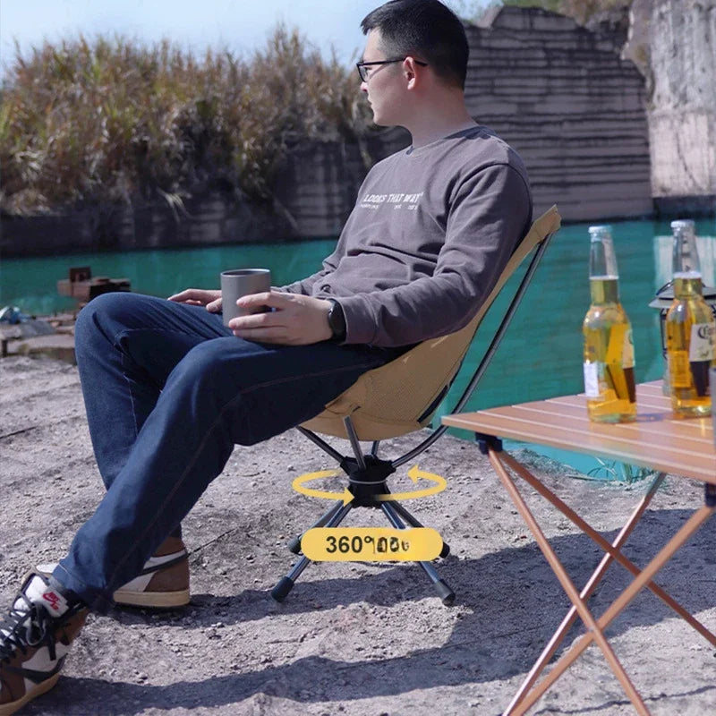 Swivel Detachable Camping Chair Folding Khaki Camp Furniture - Tophatter Daily Deals