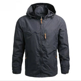 Waterproof Men Jacket – Hooded Windbreaker, Polyester, Autumn Gray - Tophatter Daily Deals