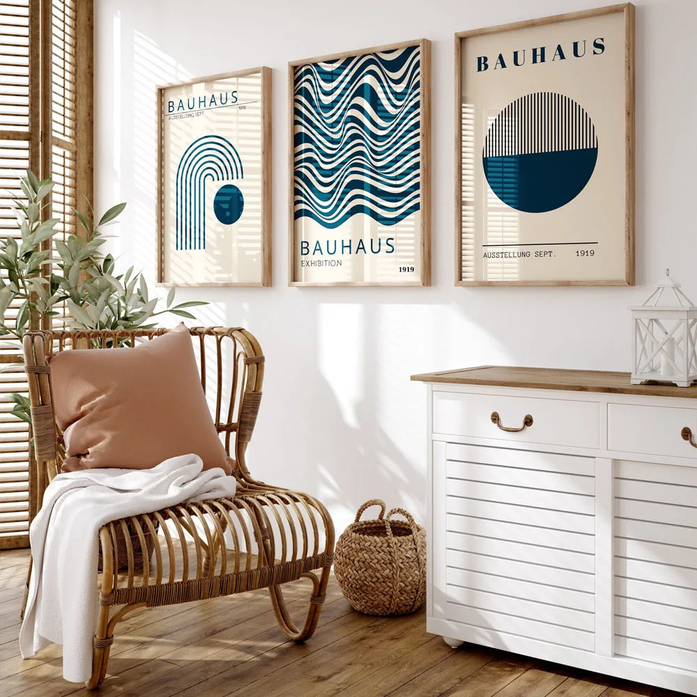 Bauhaus Geometric Art Poster Vintage Modern Wall Decor - Tophatter Daily Deals