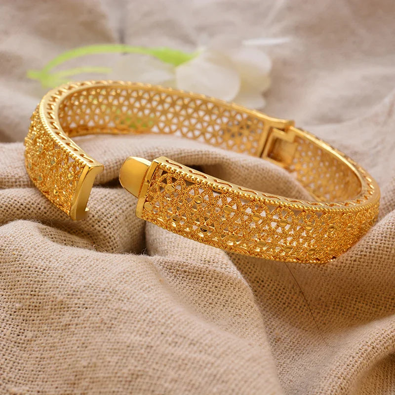Gold Plated Bangles Luxury Arabic Wedding Bracelet - Tophatter Daily Deals