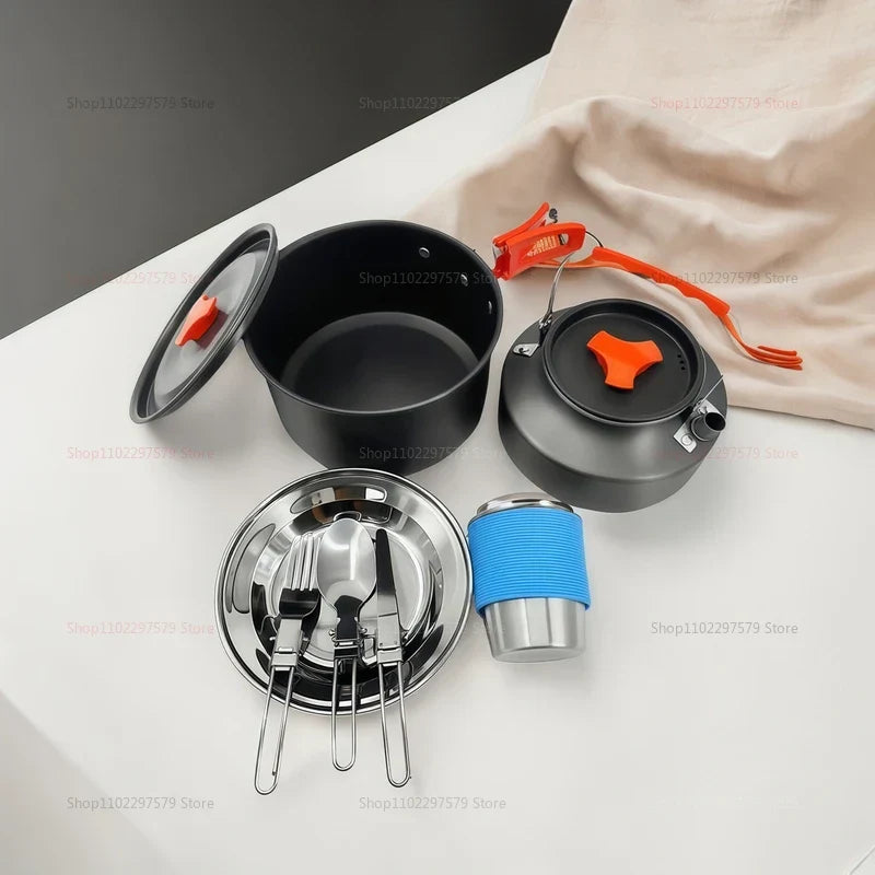 Pot Kettle Camping Cookware Set Grey Camp Cooking - Tophatter Daily Deals