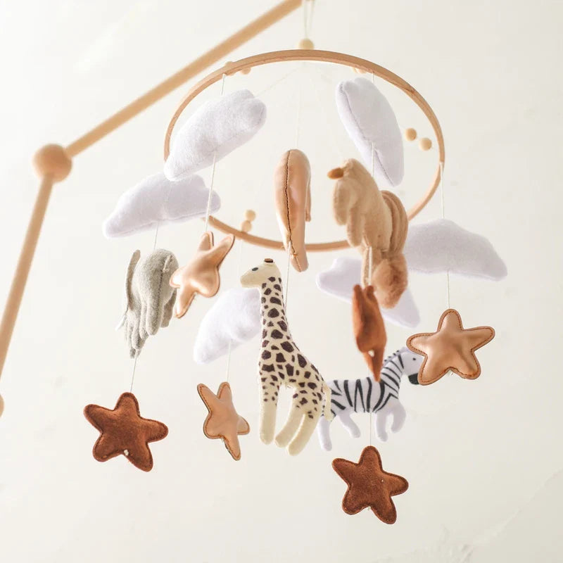 Wooden Felt Animal Crib Mobile With Soothing Calming Music - Tophatter Daily Deals