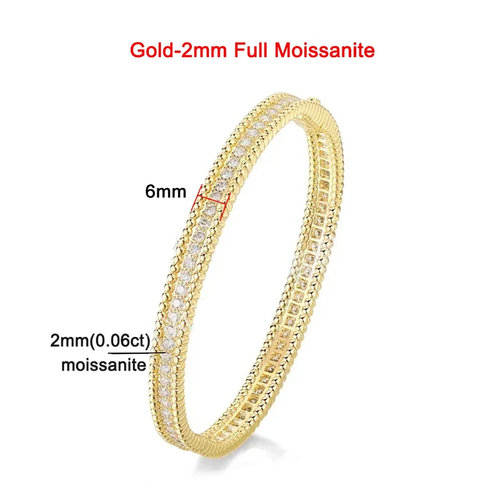 Moissanite 2mm Bracelet 18K Gold Plated Tennis Bangle Gold-Moissanite - Tophatter Daily Deals
