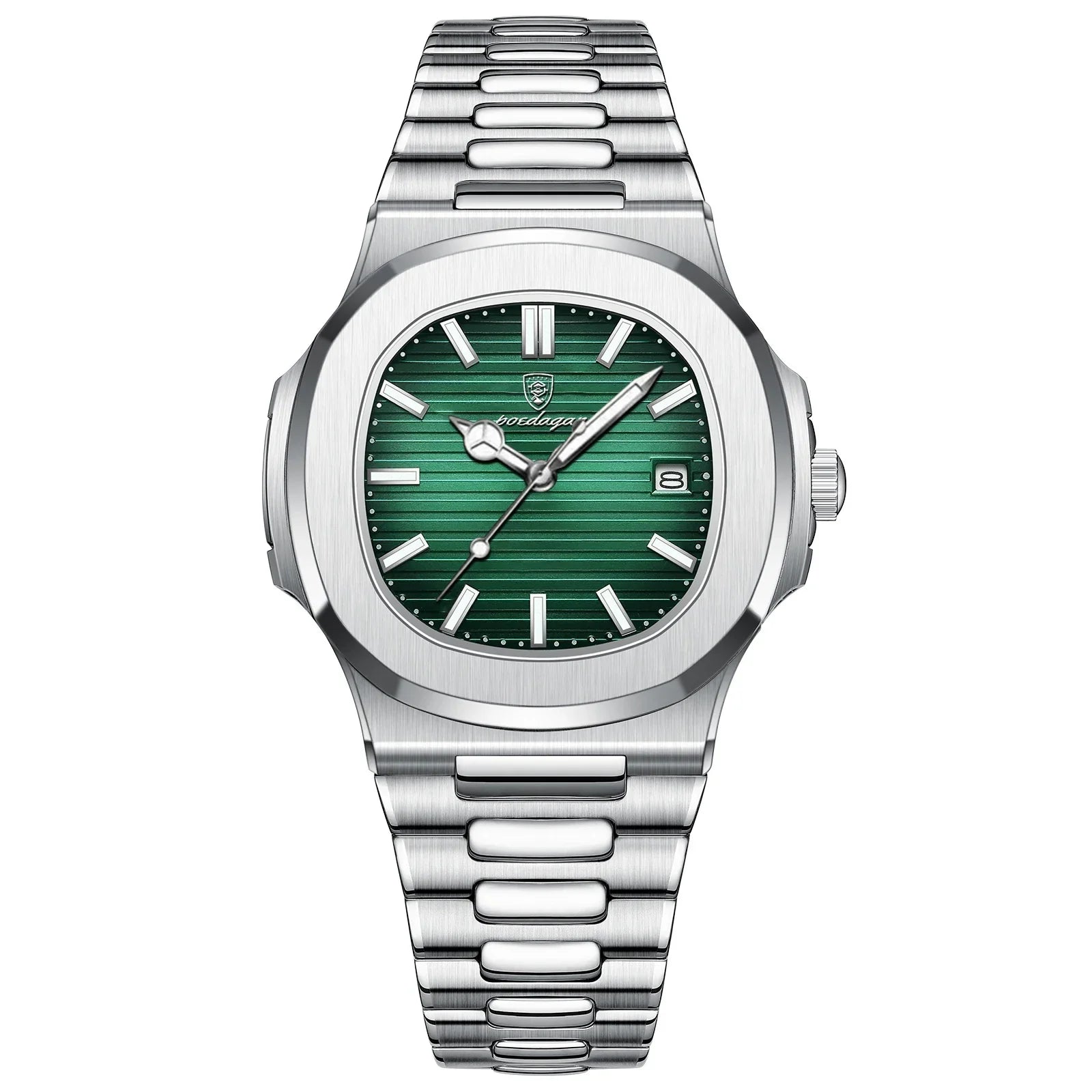 Watch for Men Stainless Steel Square Waterproof Quartz (Green) Apparel & Accessories > Jewelry > Watches - Tophatter Daily Deals