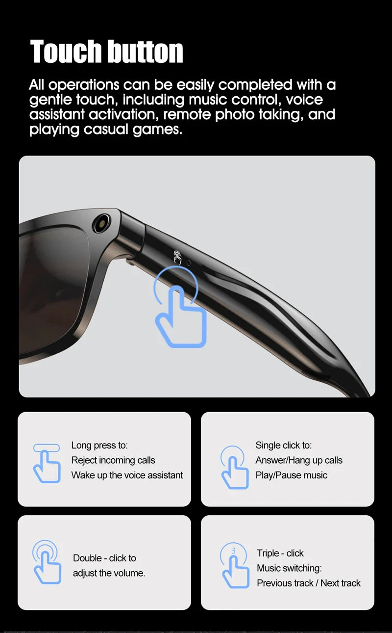 4K AI Smart Camera Glasses Photochromic Travel Handsfree - Tophatter Daily Deals