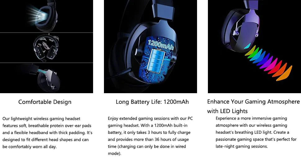 Wireless Gaming Headset Detachable Mic Multi Mode Comfort - Tophatter Daily Deals