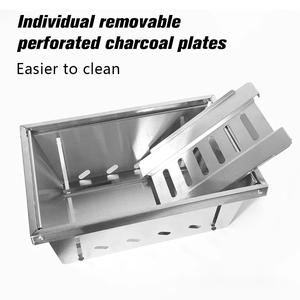 304 Stainless Steel Folding BBQ Grill Camping Stove Silver Outdoor Grills - Tophatter Daily Deals
