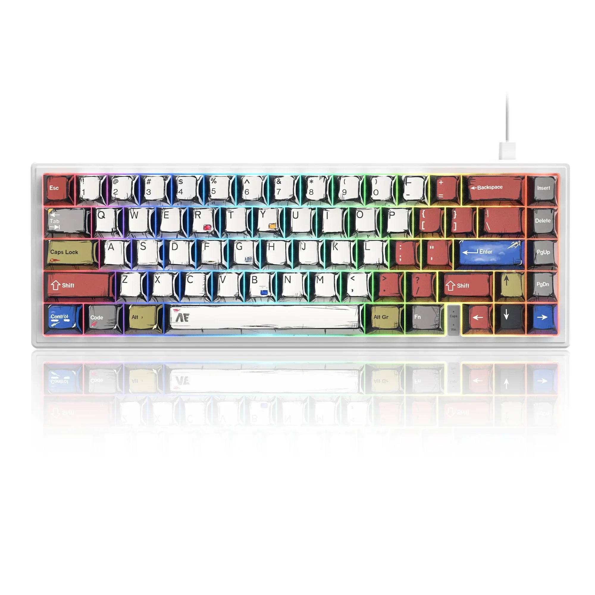 Mechanical Keyboard 68-Key Hall Effect RGB Wired Compact Comic Hall Effect Magnetic - Tophatter Daily Deals