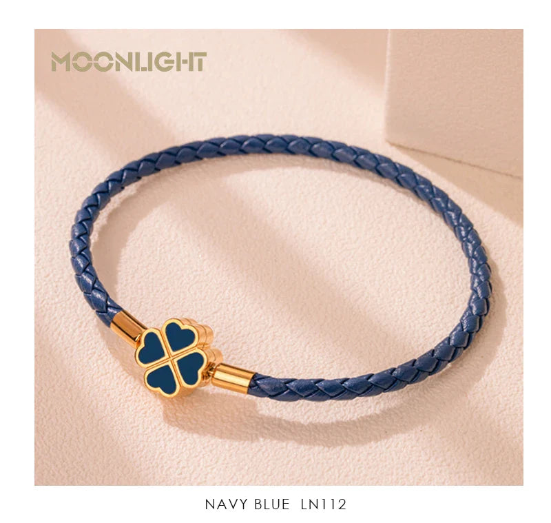Four Leaf Clover Braided Leather Lucky Bracelet Gift - Tophatter Daily Deals