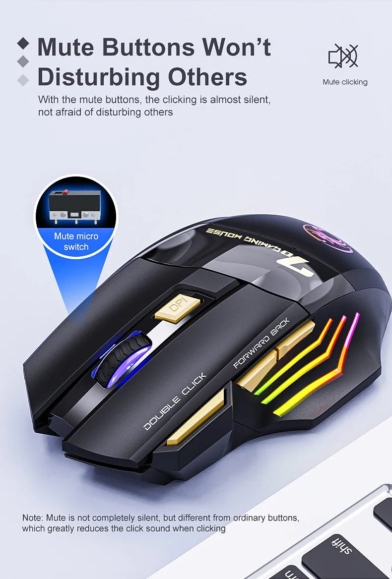 Wireless Gaming Mouse 3200DPI Dual Mode Rechargeable - Tophatter Daily Deals