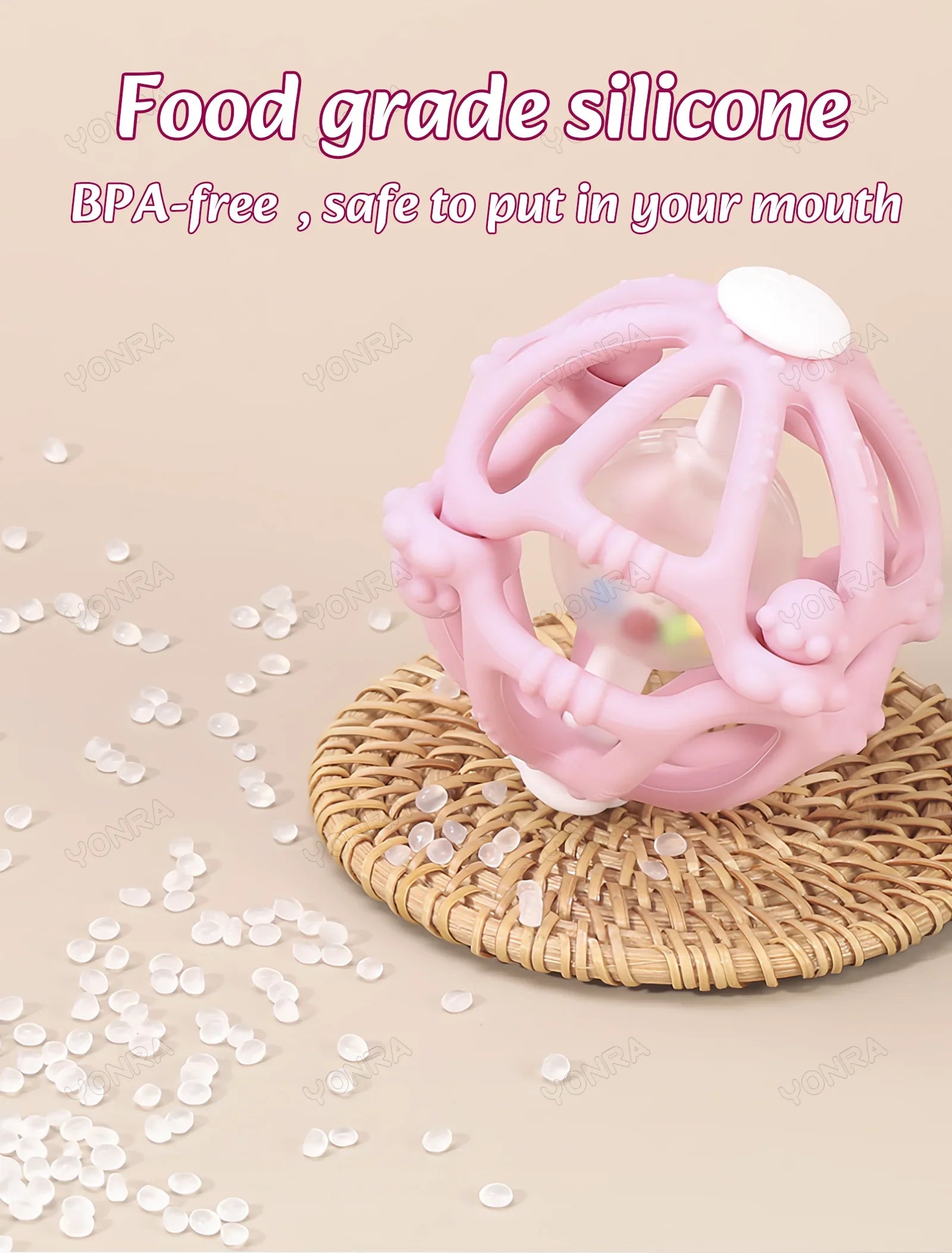 Silicone Teether Rattle Orb Montessori Newborn Sensory Toys - Tophatter Daily Deals