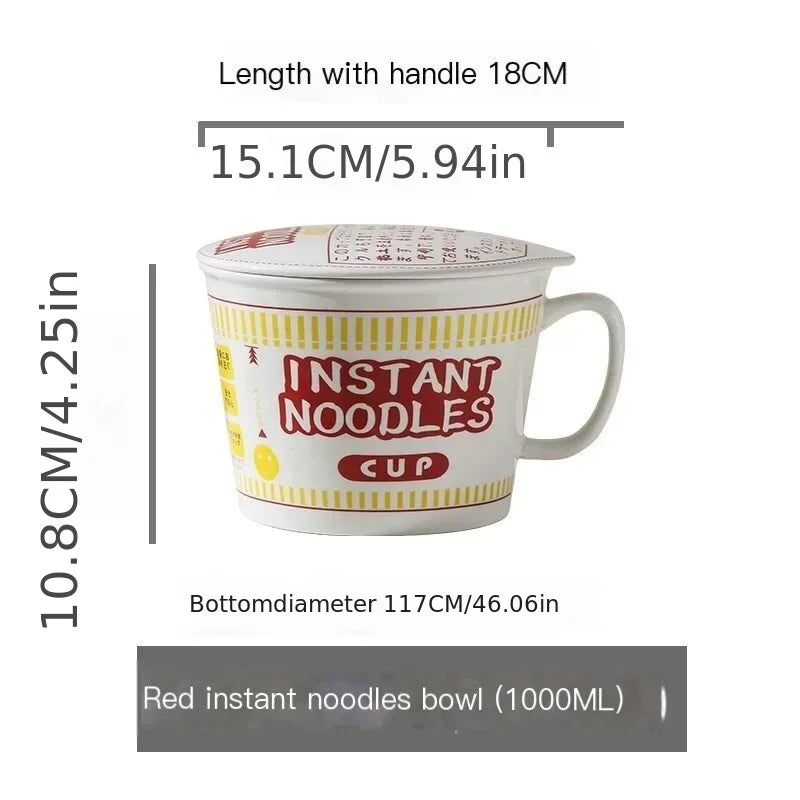Instant Noodle Bowl With Lid Ceramic Mug Dorm And Kitchen - Tophatter Daily Deals
