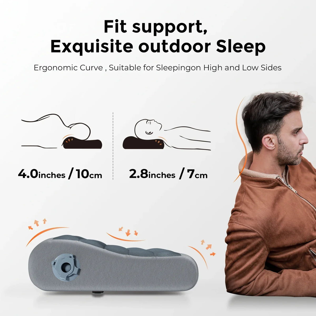 Ergonomic Inflatable Camping Air Pillow Grey Pillows - Tophatter Daily Deals