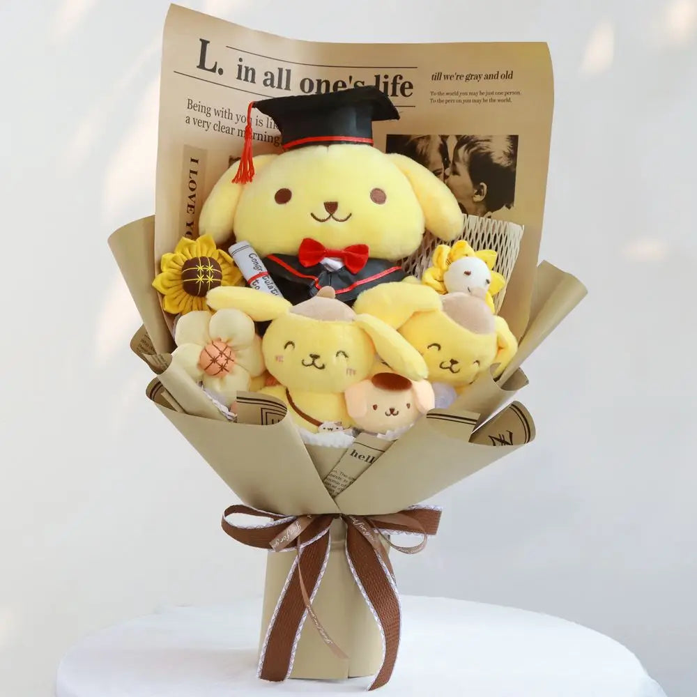 Sanrio Kawaii Plush Bouquet Cute Soft Stuffed Toys PomPomPurin Flowers - Tophatter Daily Deals