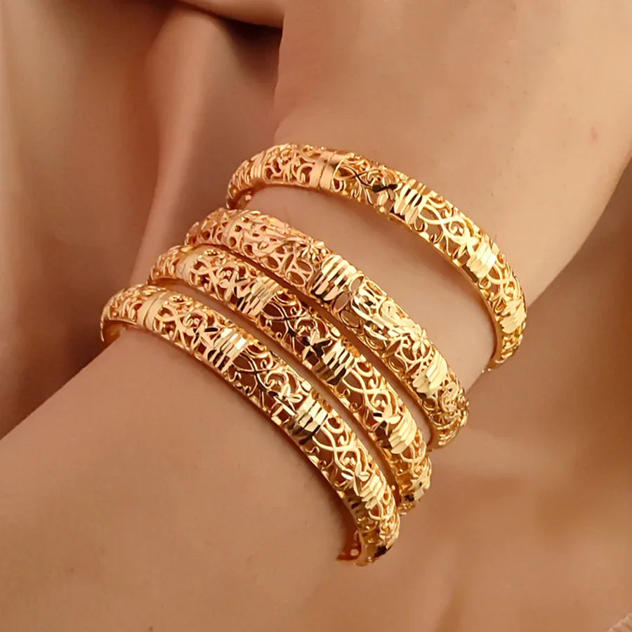 Gold Color Bangle Openwork Wedding Bracelet Dubai Style - Tophatter Daily Deals