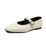 Supportive Women Mary Jane Flats - Square Toe, Leather - Tophatter Daily Deals