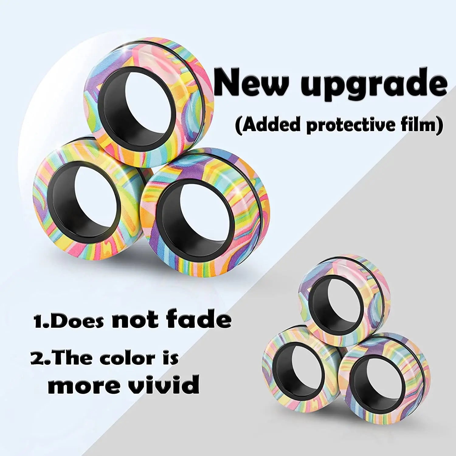 Magnetic Fidget Rings Set 3Pcs Stress Relief Spinner - Tophatter Daily Deals