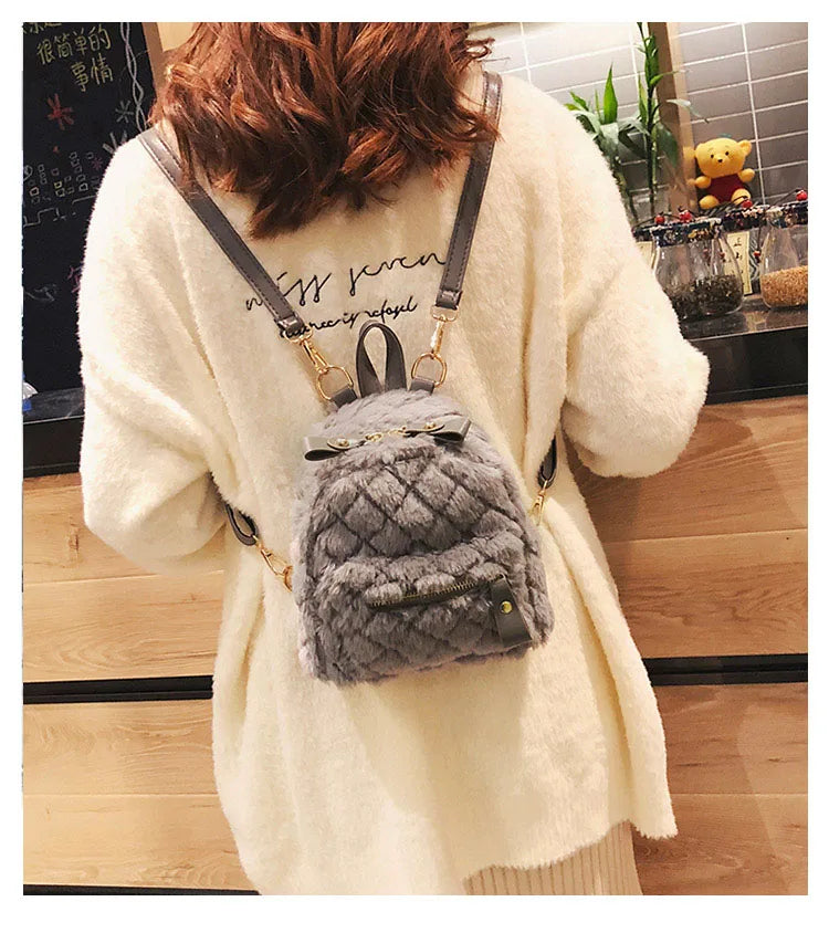 Faux Fur Mini Rabbit Ear Backpack Animals - Tophatter Daily Deals