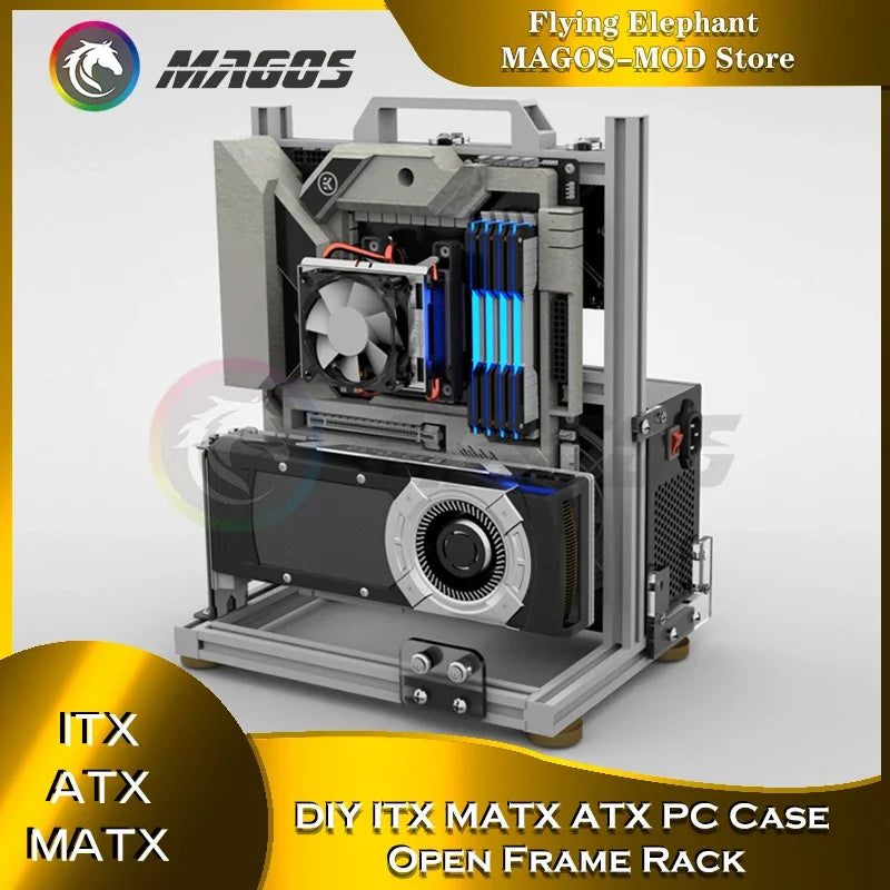 Open Frame PC Case Modular ATX MATX ITX Aluminum Rack - Tophatter Daily Deals