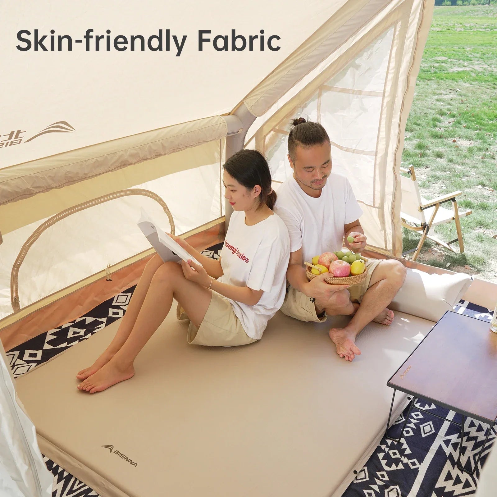 Self-Inflating Camping Mattress with Built-In Pillow Grey Camping & Hiking - Tophatter Daily Deals