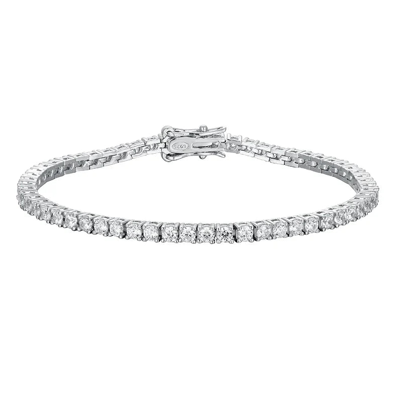 Moissanite 2mm Tennis Bracelet Sterling Silver White - Tophatter Daily Deals