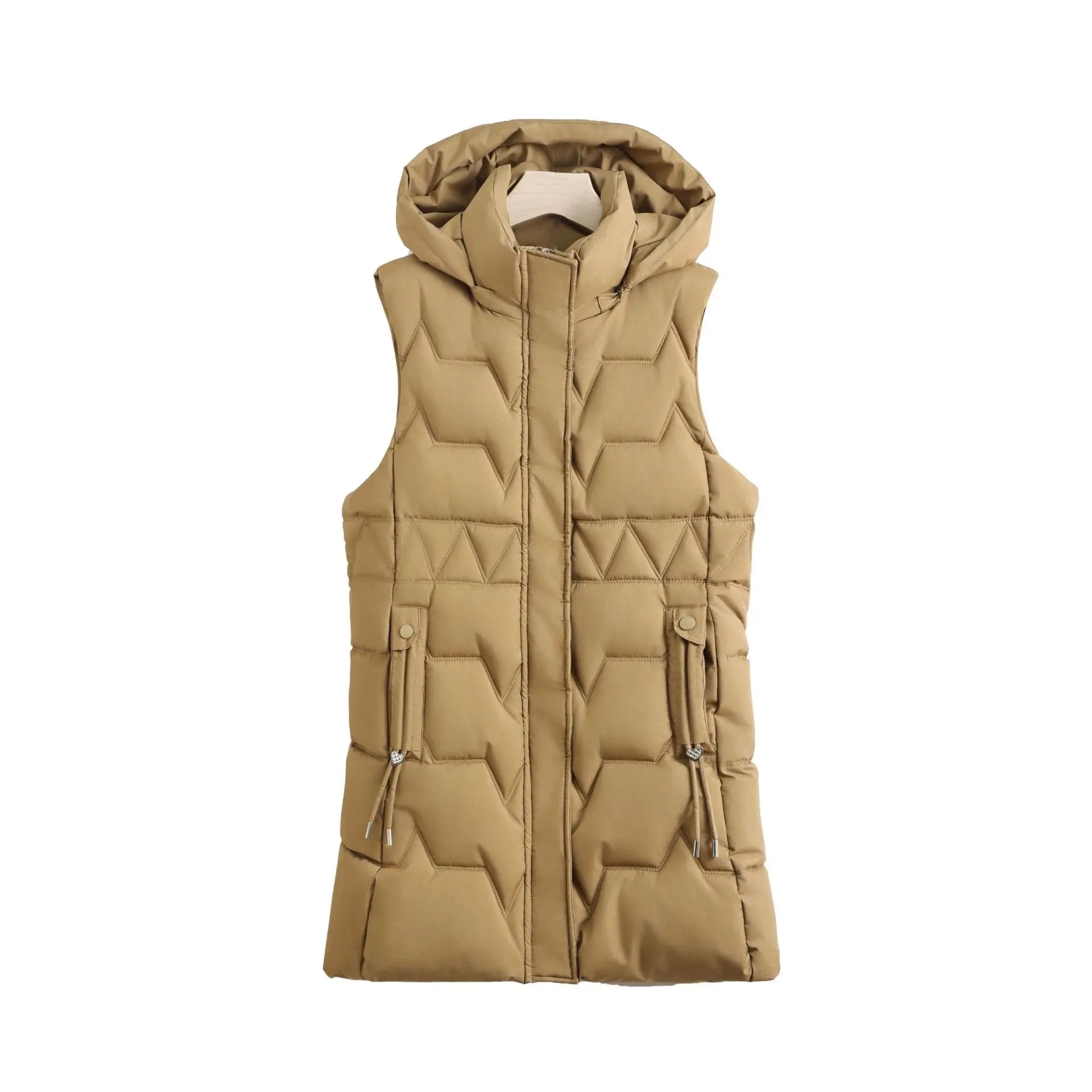 Lightweight Cozy Women Long Puffer Vest - Hooded Down - Tophatter Daily Deals